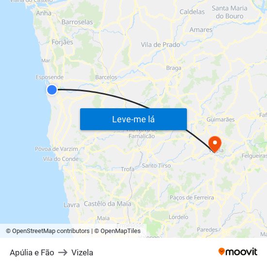Apúlia e Fão to Vizela map