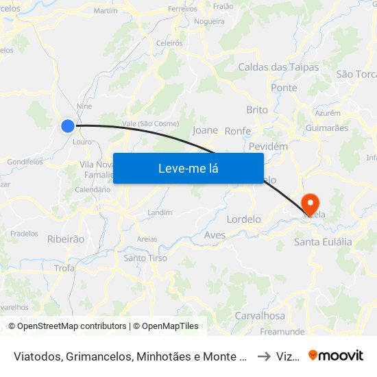 Viatodos, Grimancelos, Minhotães e Monte de Fralães to Vizela map