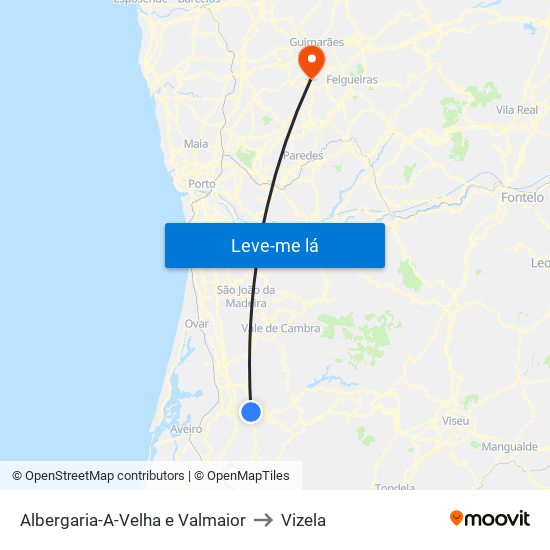 Albergaria-A-Velha e Valmaior to Vizela map