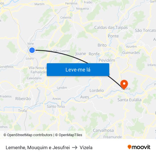 Lemenhe, Mouquim e Jesufrei to Vizela map