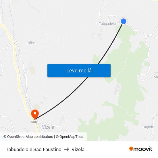 Tabuadelo e São Faustino to Vizela map