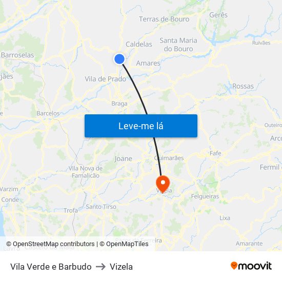 Vila Verde e Barbudo to Vizela map