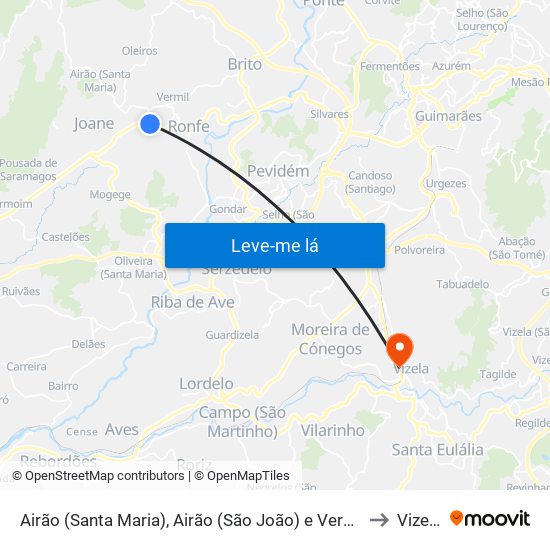 Airão (Santa Maria), Airão (São João) e Vermil to Vizela map