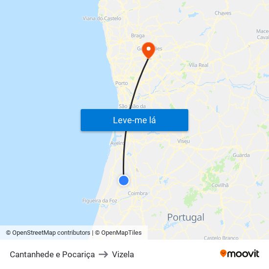 Cantanhede e Pocariça to Vizela map