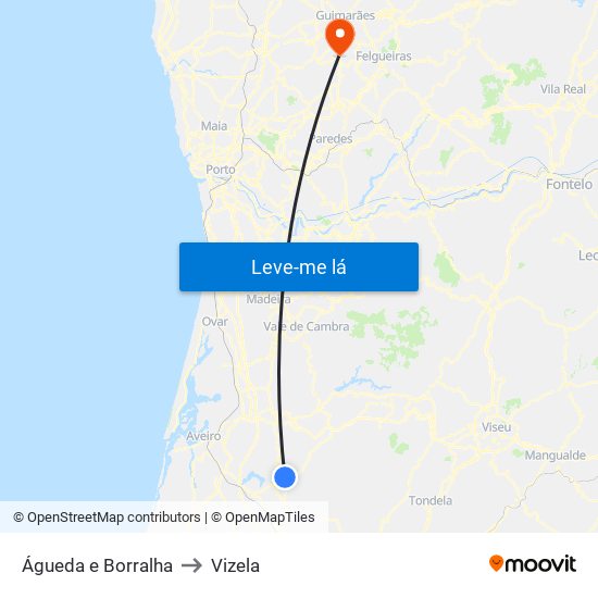 Águeda e Borralha to Vizela map