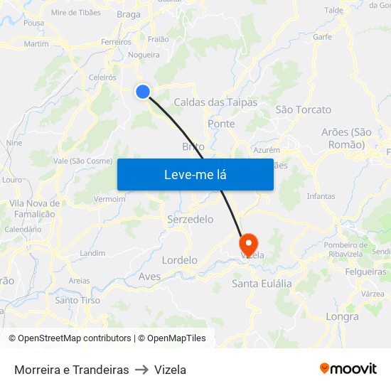 Morreira e Trandeiras to Vizela map