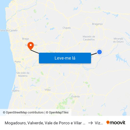 Mogadouro, Valverde, Vale de Porco e Vilar de Rei to Vizela map