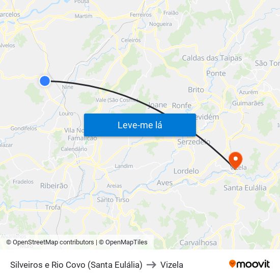 Silveiros e Rio Covo (Santa Eulália) to Vizela map