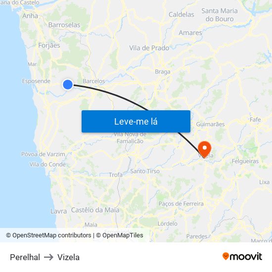 Perelhal to Vizela map