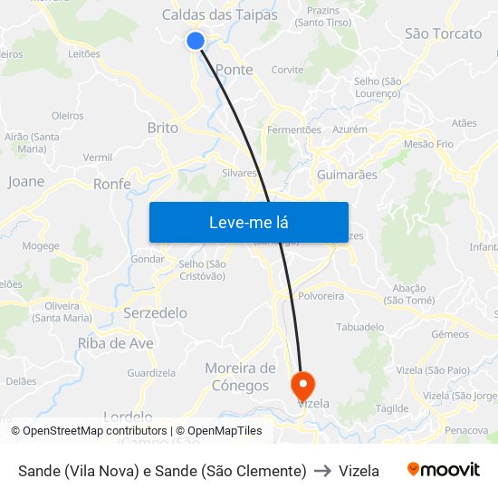 Sande (Vila Nova) e Sande (São Clemente) to Vizela map
