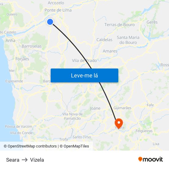 Seara to Vizela map