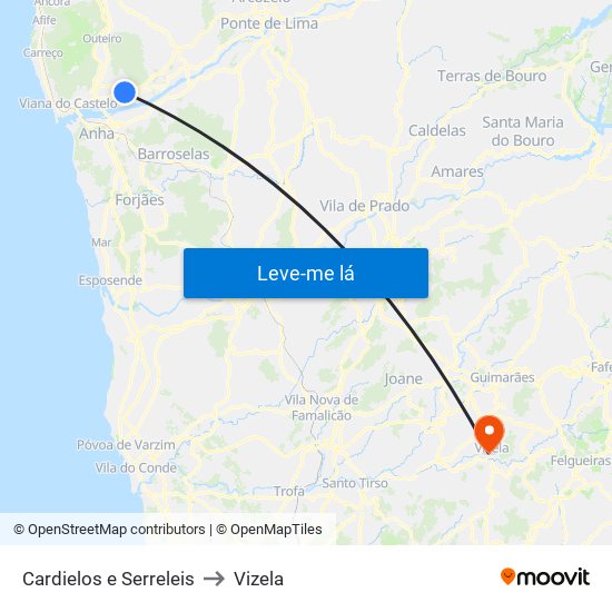 Cardielos e Serreleis to Vizela map