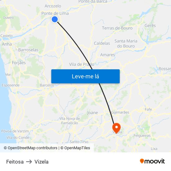 Feitosa to Vizela map