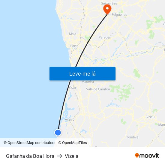 Gafanha da Boa Hora to Vizela map