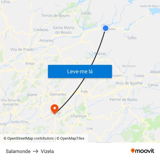 Salamonde to Vizela map