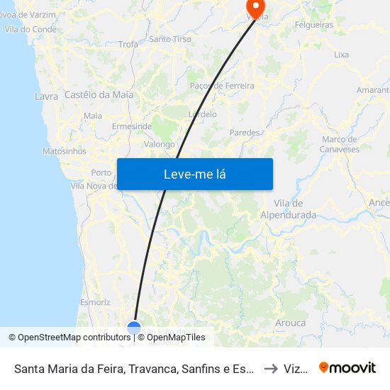 Santa Maria da Feira, Travanca, Sanfins e Espargo to Vizela map