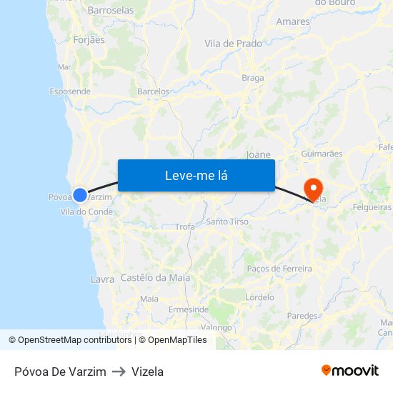 Póvoa De Varzim to Vizela map