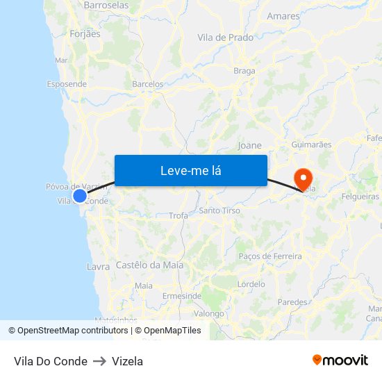 Vila Do Conde to Vizela map