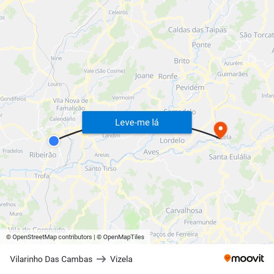 Vilarinho Das Cambas to Vizela map