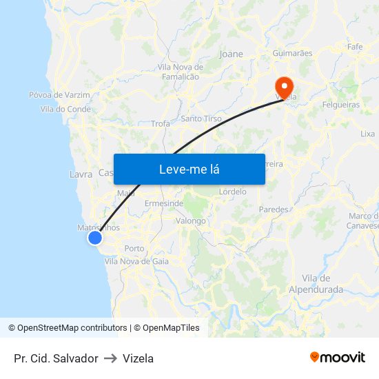 Pr. Cid. Salvador to Vizela map