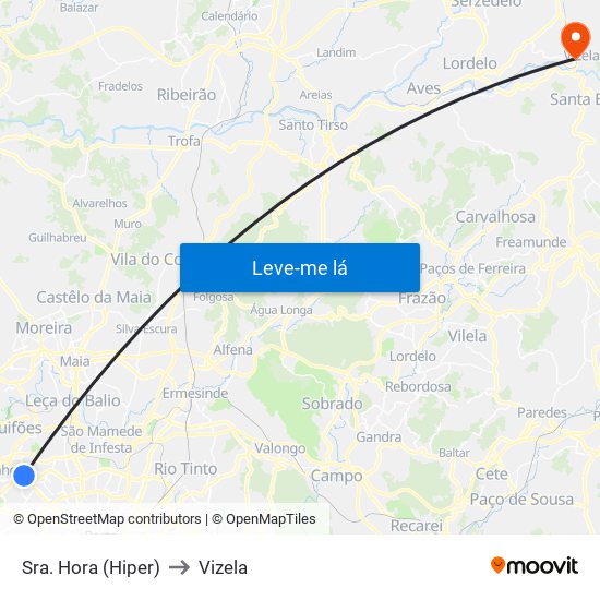 Sra. Hora (Hiper) to Vizela map