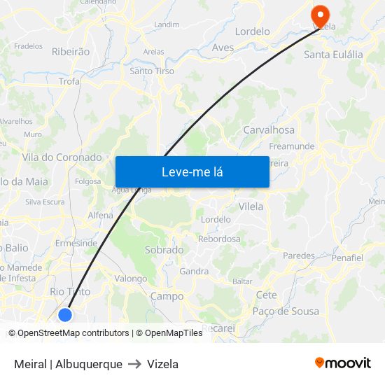 Meiral | Albuquerque to Vizela map