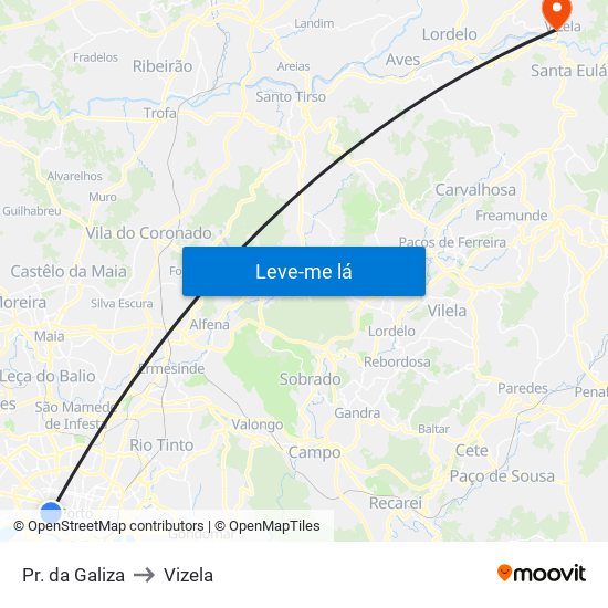 Pr. da Galiza to Vizela map
