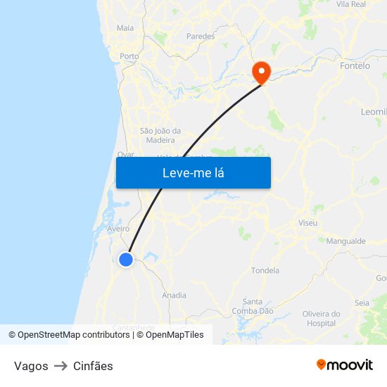 Vagos to Cinfães map