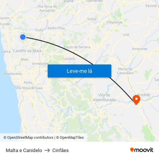 Malta e Canidelo to Cinfães map