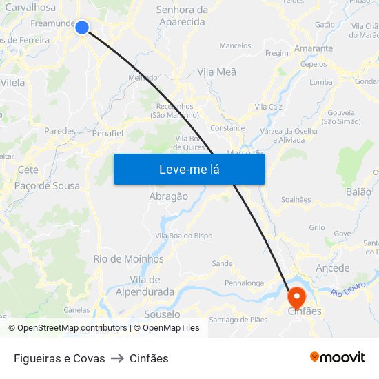 Figueiras e Covas to Cinfães map