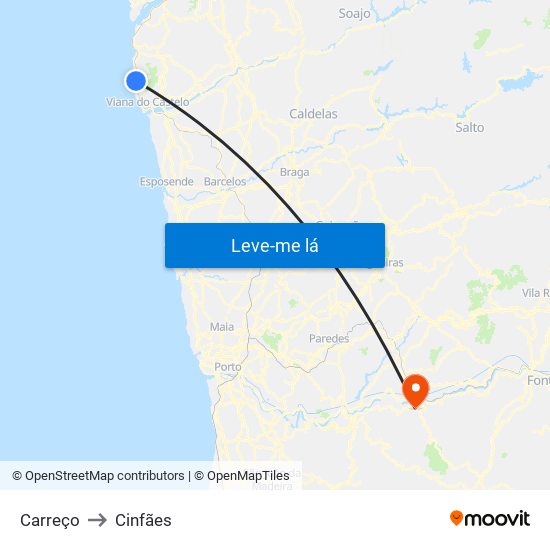 Carreço to Cinfães map