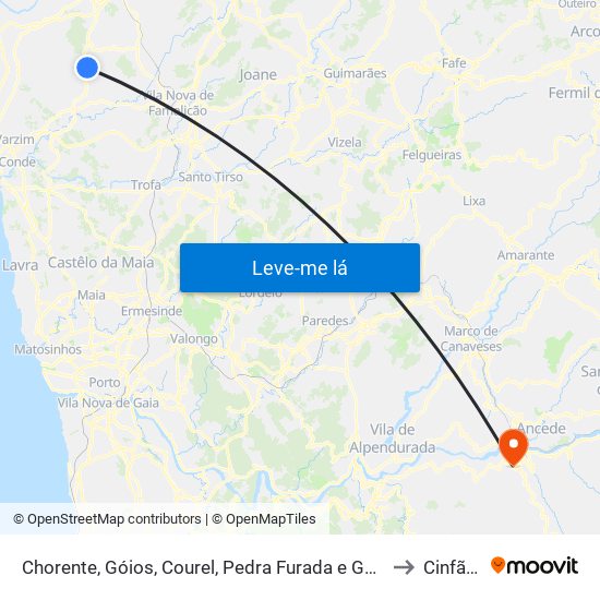 Chorente, Góios, Courel, Pedra Furada e Gueral to Cinfães map