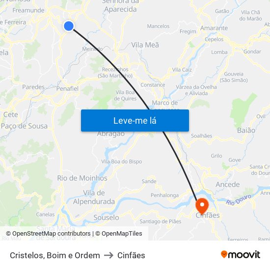 Cristelos, Boim e Ordem to Cinfães map