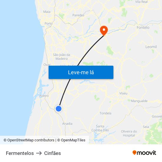 Fermentelos to Cinfães map