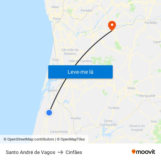 Santo André de Vagos to Cinfães map
