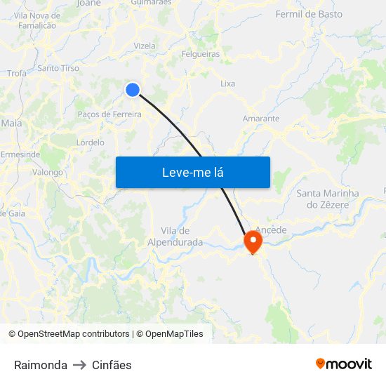 Raimonda to Cinfães map