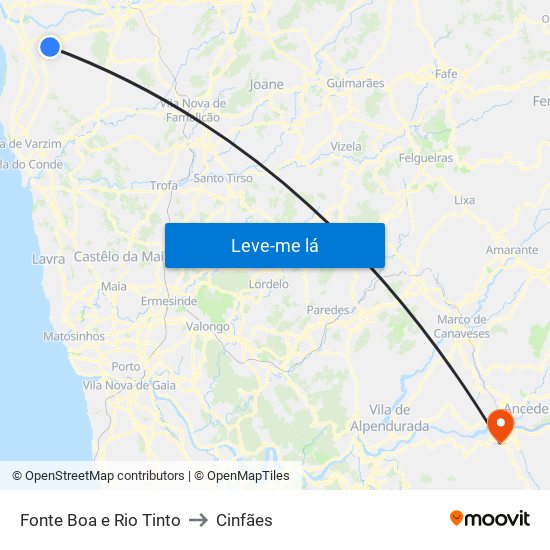 Fonte Boa e Rio Tinto to Cinfães map