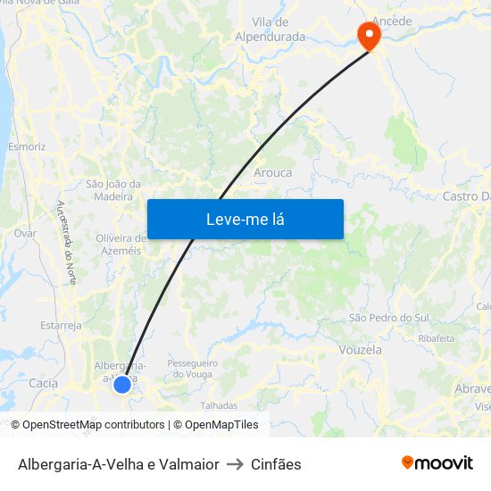 Albergaria-A-Velha e Valmaior to Cinfães map
