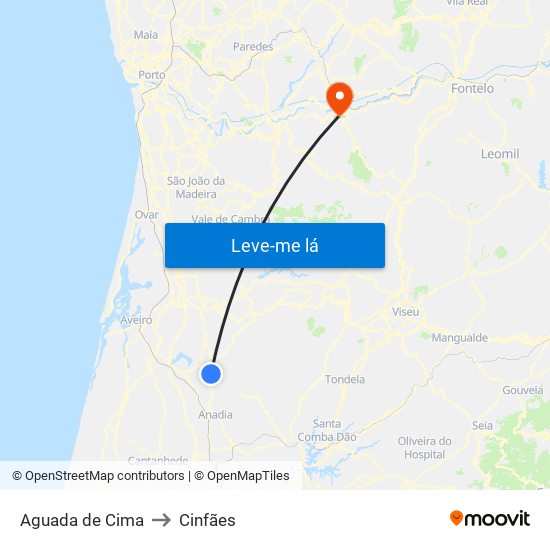 Aguada de Cima to Cinfães map