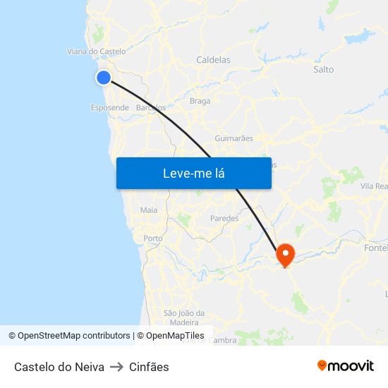 Castelo do Neiva to Cinfães map