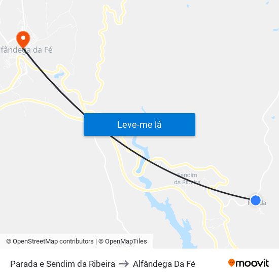 Parada e Sendim da Ribeira to Alfândega Da Fé map