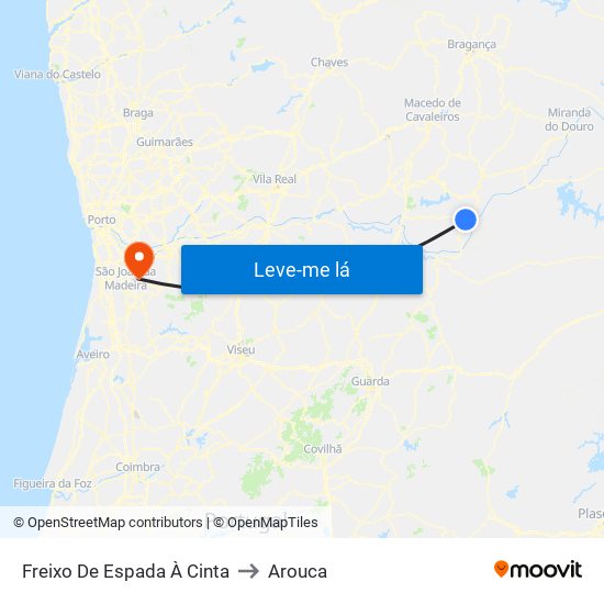 Freixo De Espada À Cinta to Arouca map