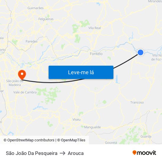 São João Da Pesqueira to Arouca map