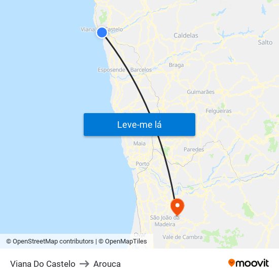 Viana Do Castelo to Arouca map