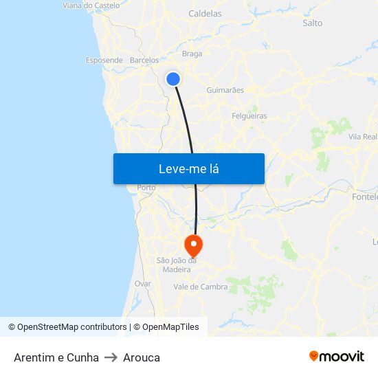 Arentim e Cunha to Arouca map