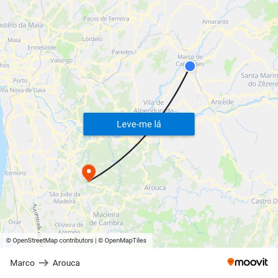 Marco to Arouca map