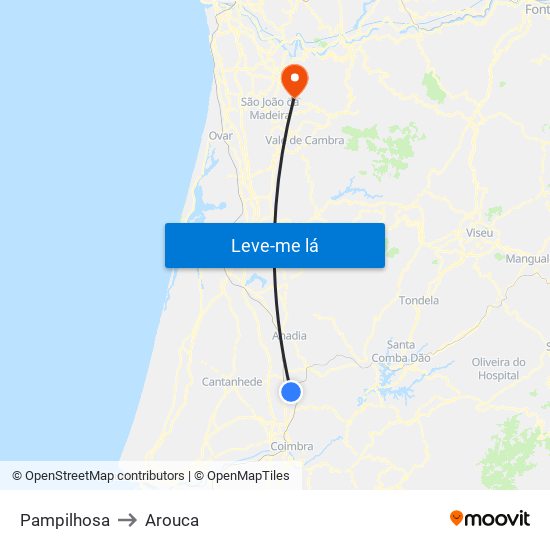 Pampilhosa to Arouca map