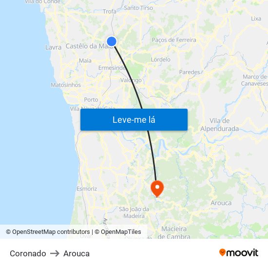 Coronado to Arouca map