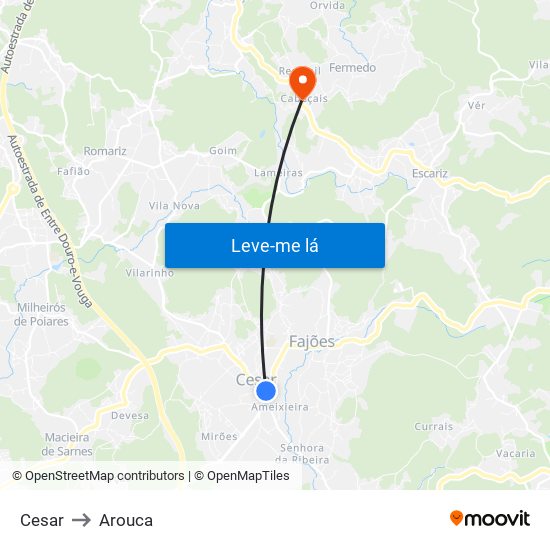 Cesar to Arouca map
