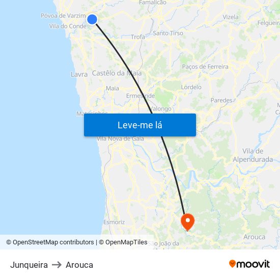 Junqueira to Arouca map